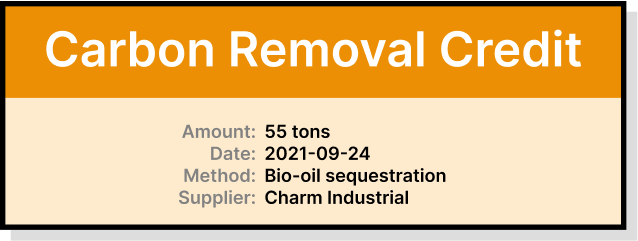 A carbon removal credit